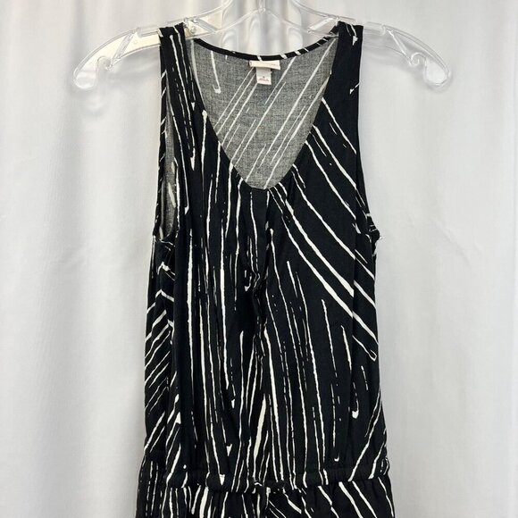 Merona Women’s Sleeveless Romper Black/White Tie Waist Size Small Pockets - Picture 2 of 8